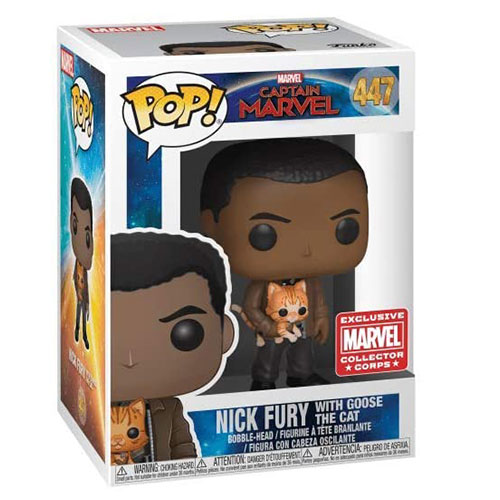 Funko Pop MARVEL Captain Marvel – Nick Fury with Goose the Cat 447 EXCLUSIVE MARVEL COLLECTOR CORPS